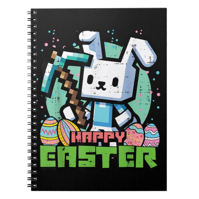 Cuaderno Conejo de Pascua Pixel Game Feliz (Frente)