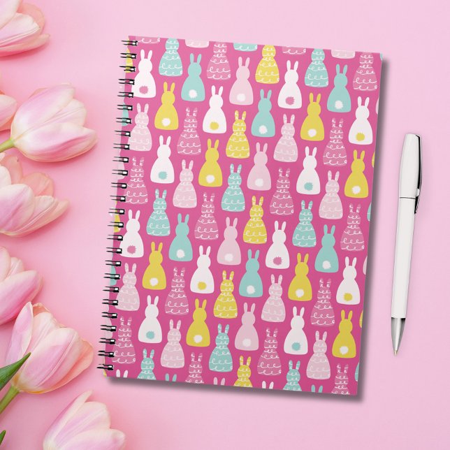 Cuaderno Conejo de Pascua Rosa Patrón de Conejo (Pink bunny rabbit notebook.  Perfect for girls stationery or Easter gifts.)