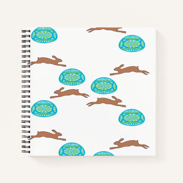 Cuaderno conejo de Pascua y huevos en blanco (Anverso)