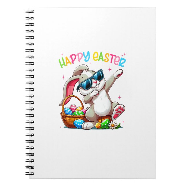 Cuaderno Conejo divertido haciendo dabbing Pascua Feliz Pas (Frente)