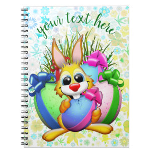 Cuaderno Conejo Divertido mordiendo un Huevo de Pascua