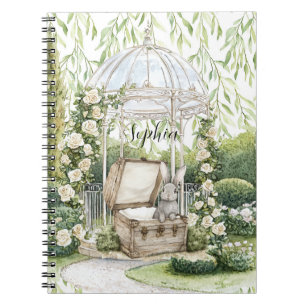 Cuaderno Conejo en pecho hojas verdes floral