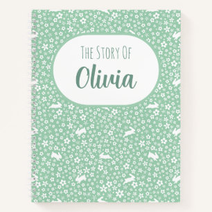 Cuaderno Conejo Floral Verde Menta Historia Recuerdo