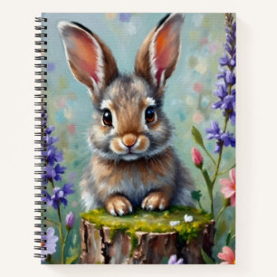 Cuaderno Conejo fluido en un campo de flores