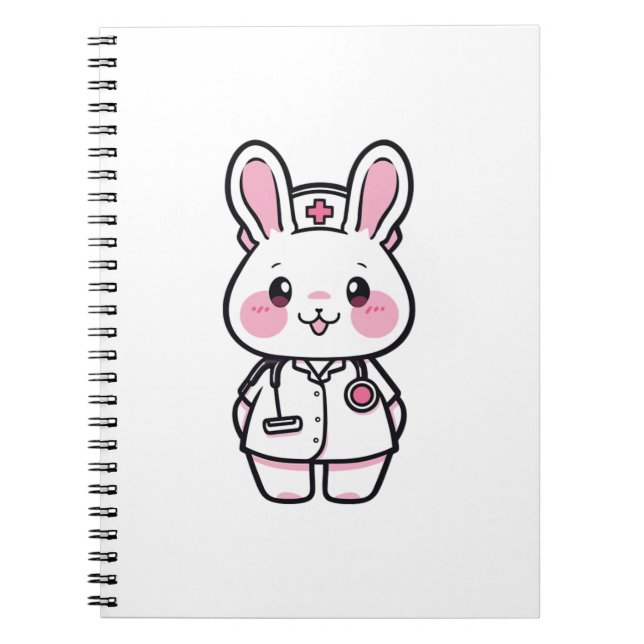 Cuaderno Conejo Kawaii como enfermera (Frente)
