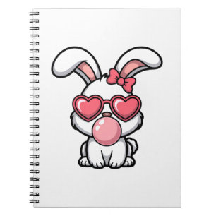 Cuaderno Conejo Kawaii Juguetón con Burbuja de Chicle