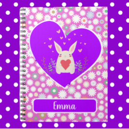 Cuaderno Conejo lindo con corazones y flores