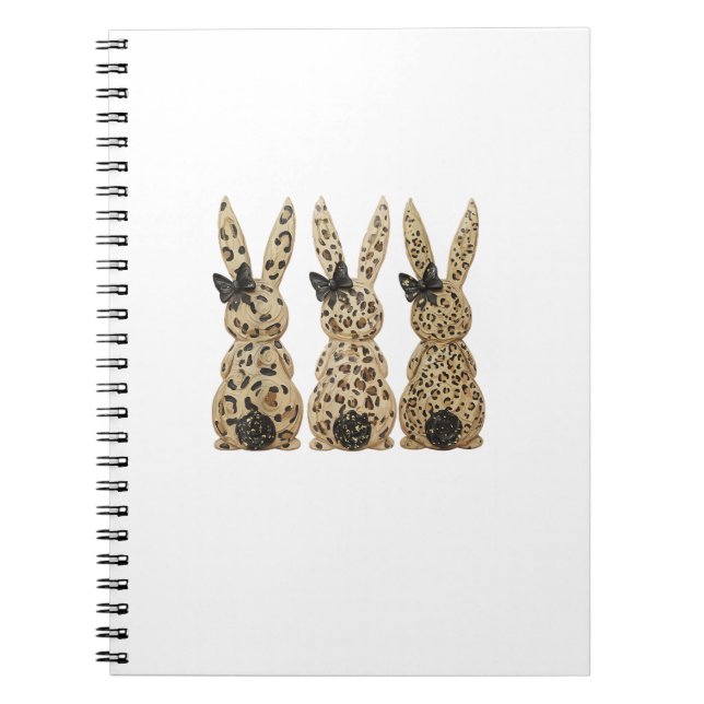 Cuaderno Conejo Lindo de Leopardo Lazo Divertido Día de Pas (Frente)
