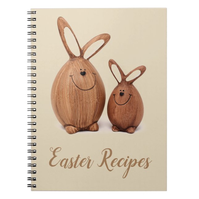 Cuaderno Conejo lindo de Pascua de madera (Frente)