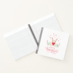 Cuaderno Conejo lindo Feliz Día de San Valentín Portátil