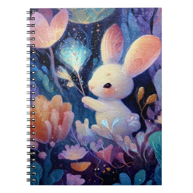 Cuaderno Conejo mágico en un jardín encantado (Frente)
