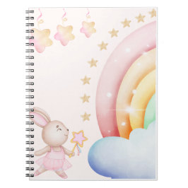 Cuaderno Conejo Mágico y Arcoíris | Ilus. Pastel Cute para 