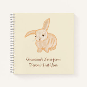 Cuaderno Conejo marrón lindo - transparente sobre beige.  