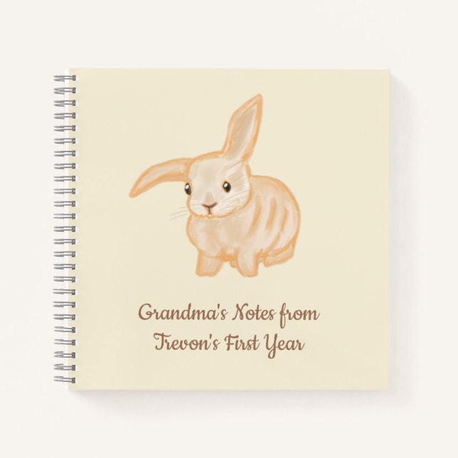 Cuaderno Conejo marrón lindo - transparente sobre beige.   (Anverso)