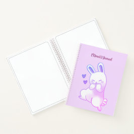 Cuaderno Conejo Morado Pastel Kawaii Lindo con Corazón Pers