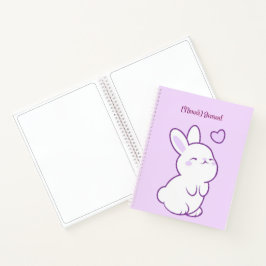 Cuaderno Conejo morado pastel Kawaii lindo mirando hacia ar