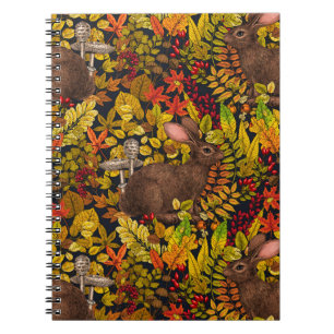 Cuaderno Conejo otoñal sobre negro