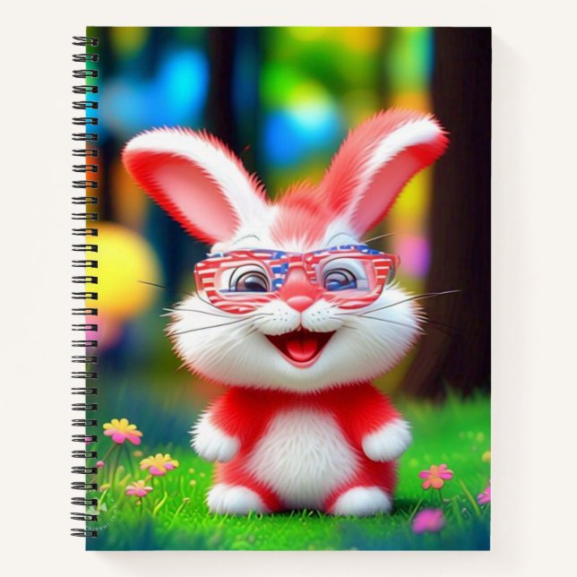 Cuaderno Conejo rojo con gafas americanas-44244 (Anverso)