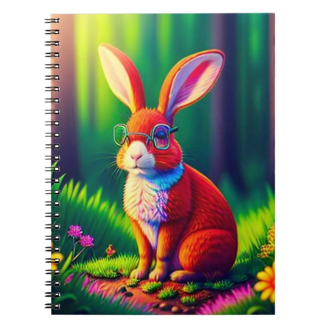 Cuaderno Conejo Rojo Sentado en Hierba (Frente)