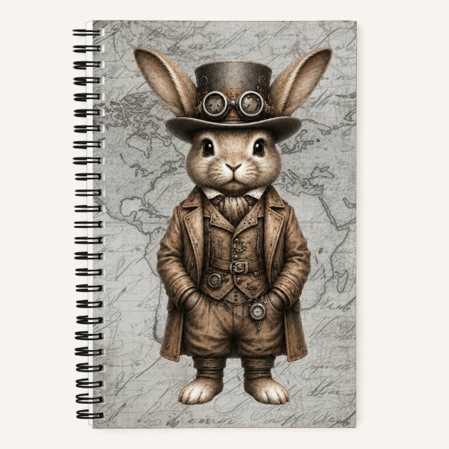 Cuaderno Conejo Steampunk - Mirando hacia adelante (Anverso)