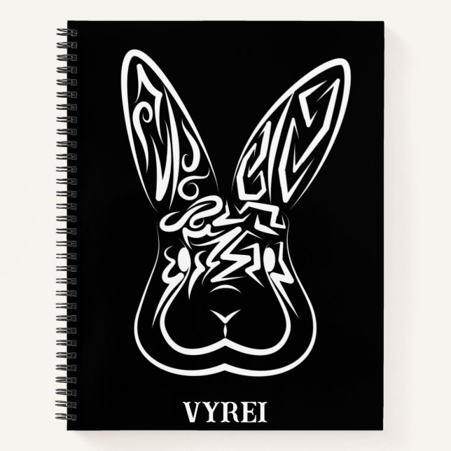 Cuaderno Conejo tribal blanco y negro (Anverso)