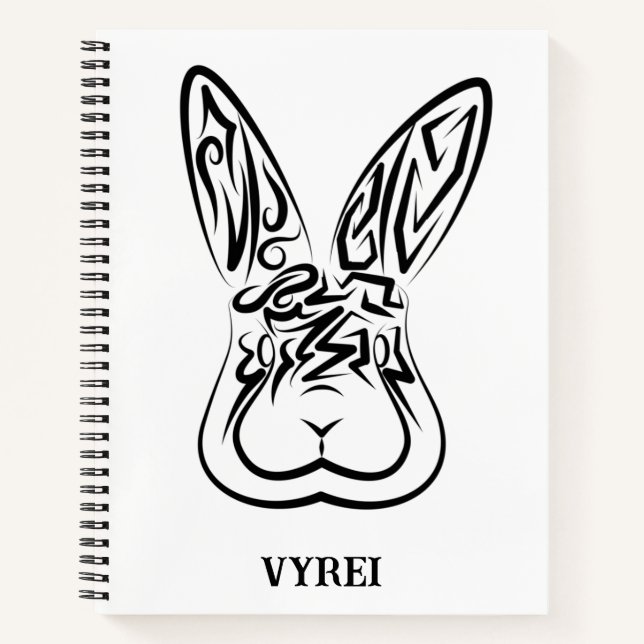 Cuaderno Conejo tribal blanco y negro (Anverso)
