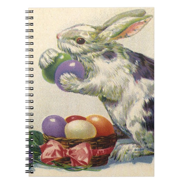 Cuaderno Conejo victoriano de Pascua, huevos y flores (Frente)