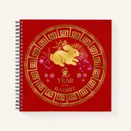 Cuaderno Conejo zodiaco chino rojo/dorado ID542