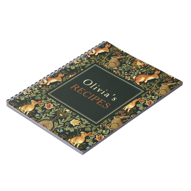 Cuaderno Conejos del bosque de William Morris cocinando rec (Lado Izquierdo)