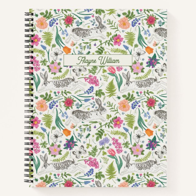 Cuaderno Conejos, mariposas y flores (Anverso)