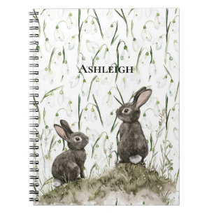 Cuaderno Conejos Marrones de Flor Blanca