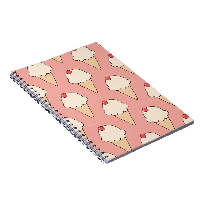 Cuaderno Cones de helado de cerezo superior en rosa (Lado Derecho)