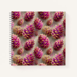 Cuaderno Cones de rosa rosado de invierno con acentos dorad