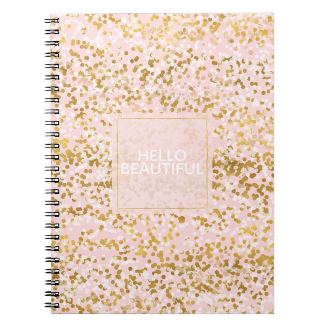 Cuaderno Confetán rosa blanco dorado (Frente)