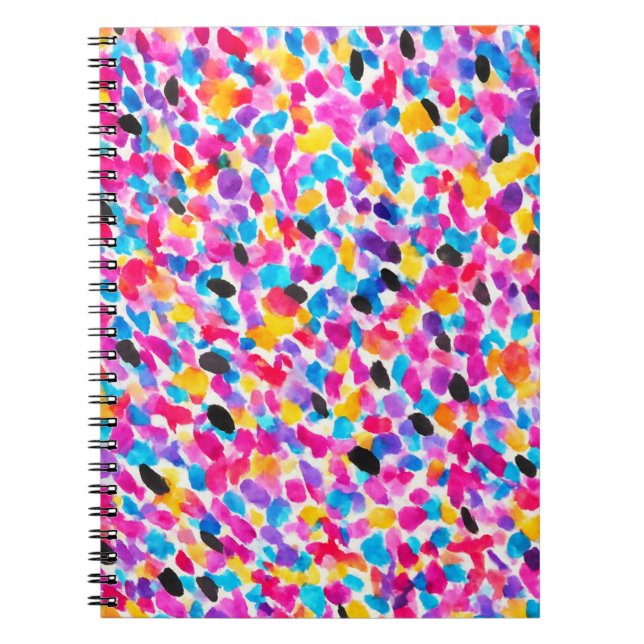 Cuaderno Confeti abstracto de acuarela colorido (Frente)