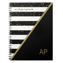 Confeti atractivo del oro y rayas blancos y negros