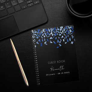 Cuaderno Confeti azul negro de cumpleaños del libro de invi
