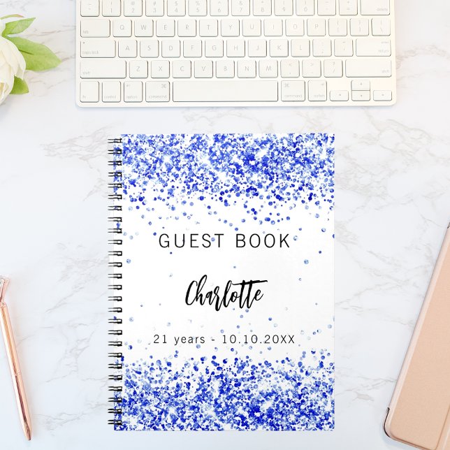 Cuaderno Confeti blanco azul real de cumpleaños del libro d (Subido por el creador)