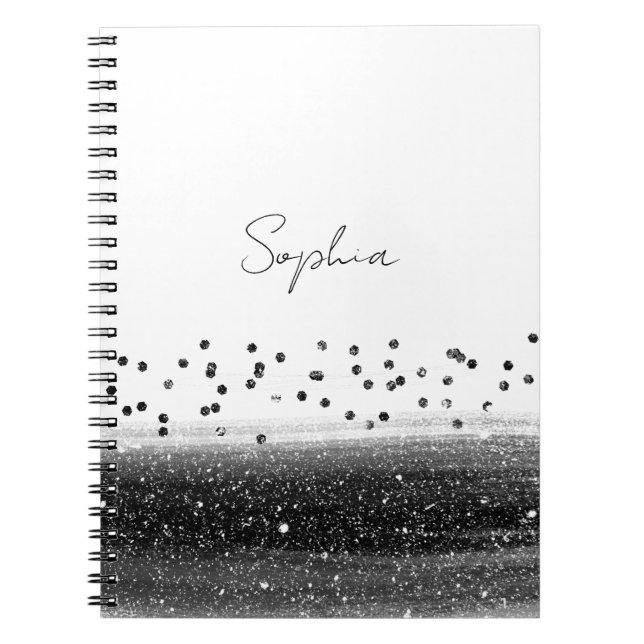 Cuaderno Confeti Brillante Únicamente Negro (Frente)