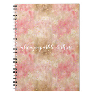 Cuaderno Confeti de acuarela rosa bronce dorado