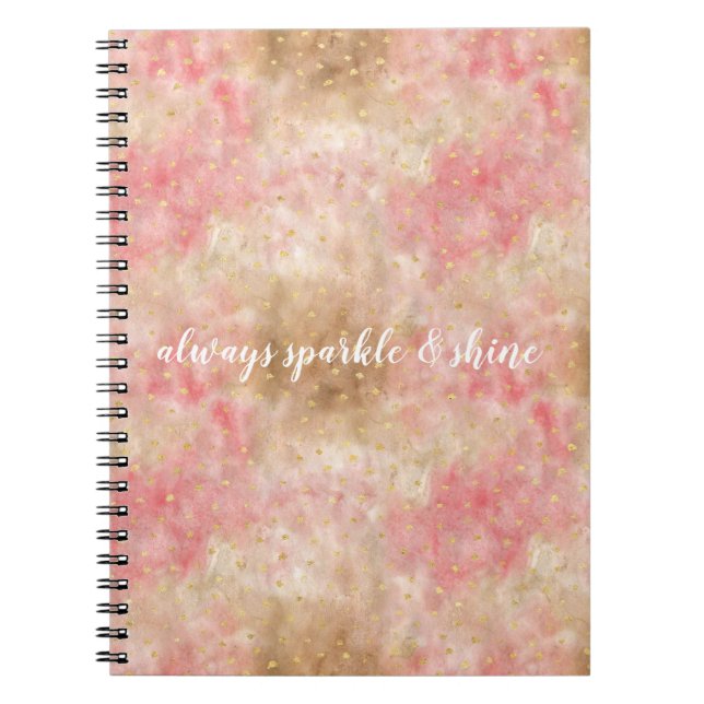 Cuaderno Confeti de acuarela rosa bronce dorado (Frente)