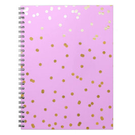 Cuaderno Confeti de lunares rosados y dorados glamour moder
