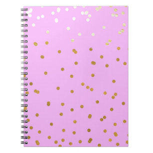 Cuaderno Confeti de lunares rosados y dorados glamour moder