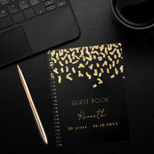 Cuaderno Confeti de oro negro de cumpleaños del libro de in