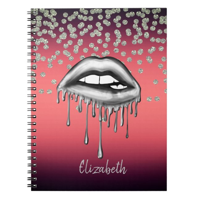Cuaderno Confeti de papel de aluminio rojo brillante, diama (Frente)