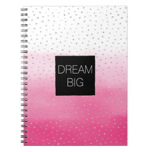 Cuaderno Confeti de Plata Acuarela con Degradado Rosa