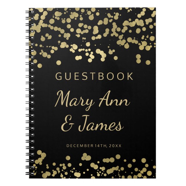 Cuaderno Confeti del Relieve metalizado dorado del (Frente)