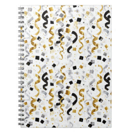 Cuaderno Confeti Dorado Plateado Negro
