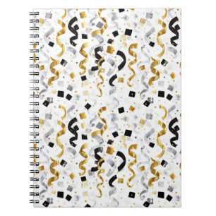Cuaderno Confeti Dorado Plateado Negro