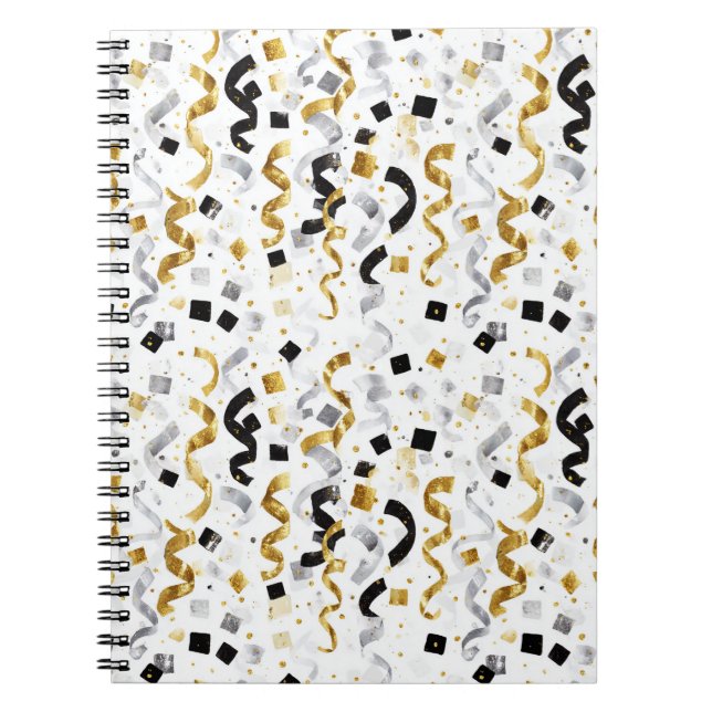 Cuaderno Confeti Dorado Plateado Negro (Frente)